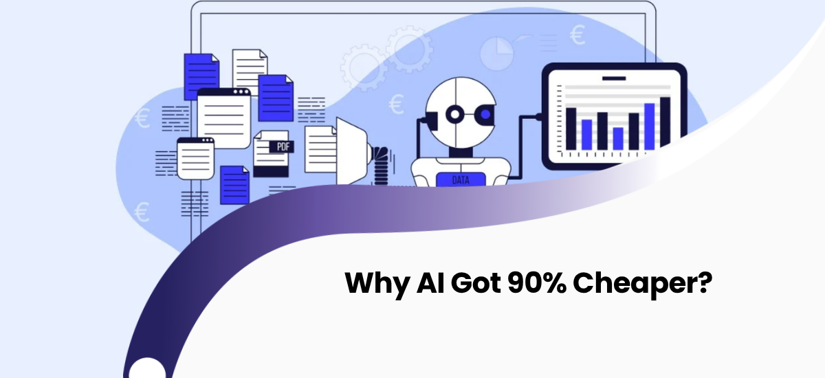 Line chart showing the year-over-year decline in AI model pricing